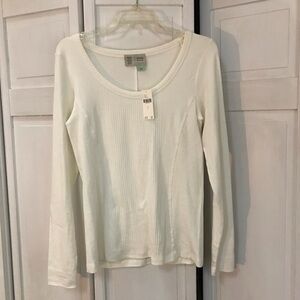 Anthropologie NWT Cotton, off white Longsleeve top- L
